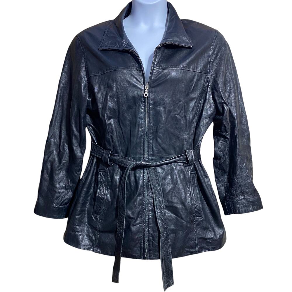 Jacqueline Ferrar black genuine‎ lambskin leather jacket - XL